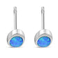 Synthetic Blue Opal Oval Silver Stud Earrings