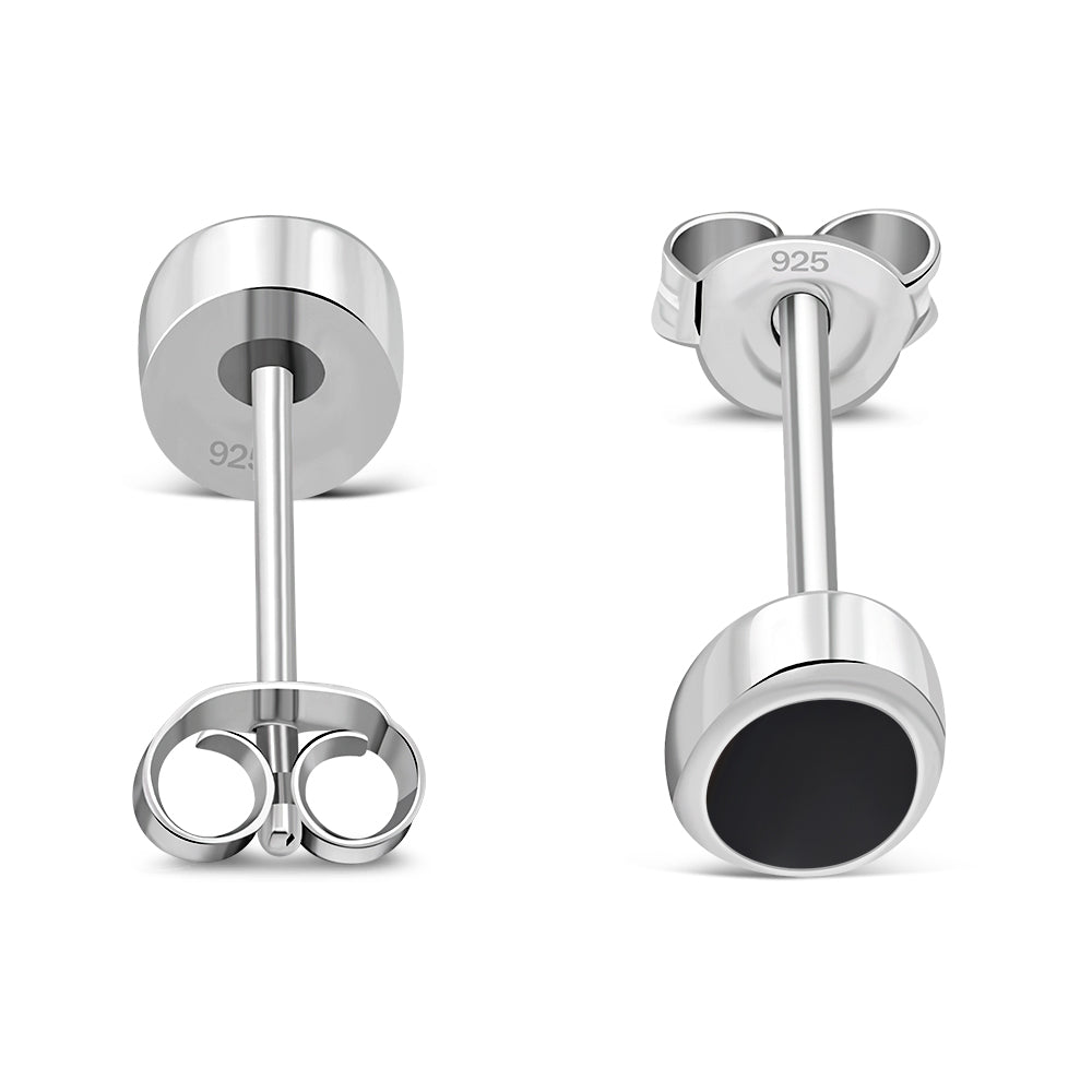 Black Onyx Oval Sterling Silver Stud Earrings
