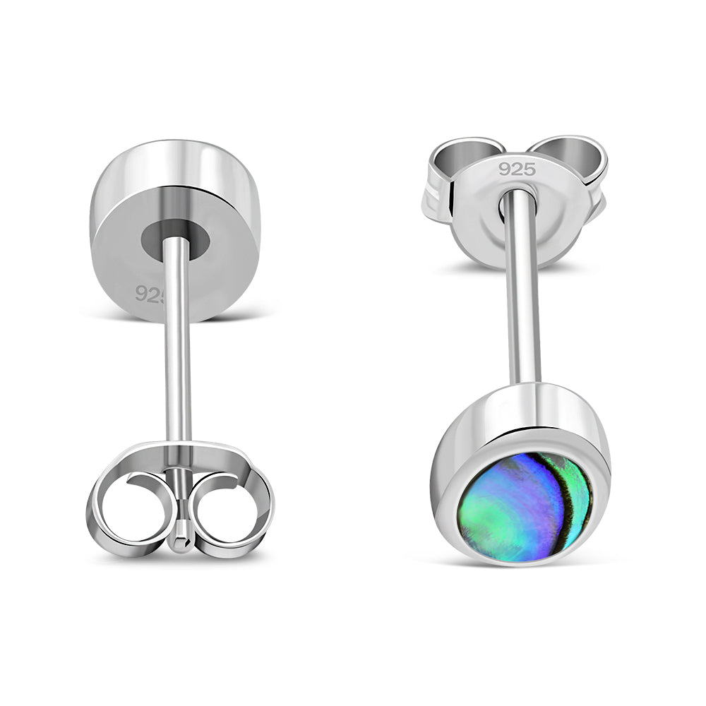 Abalone Shell Oval Sterling Silver Stud Earrings