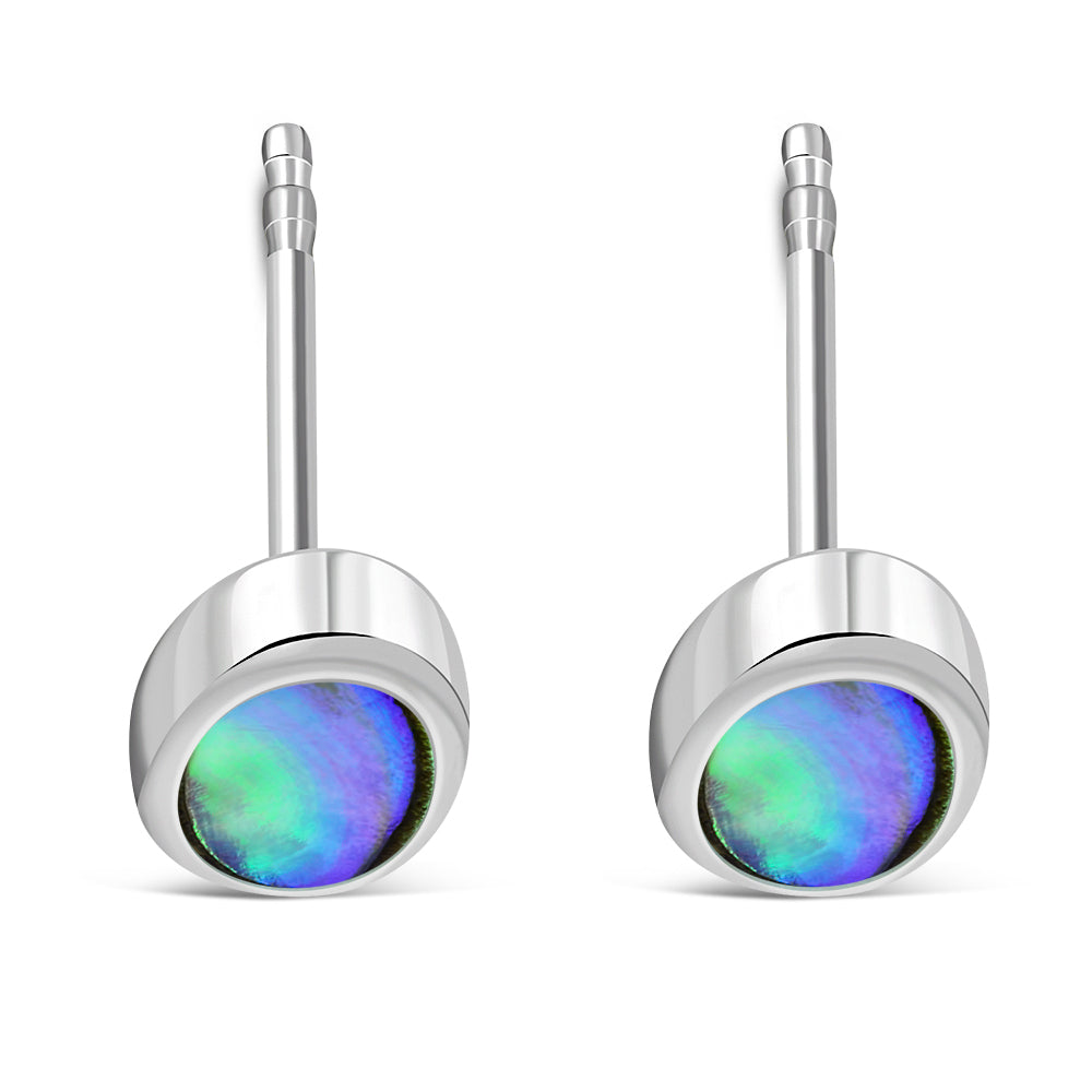 Abalone Shell Oval Sterling Silver Stud Earrings