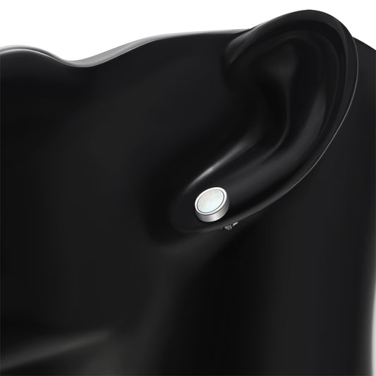 Mother of Pearl Oval Silver Stud Earrings