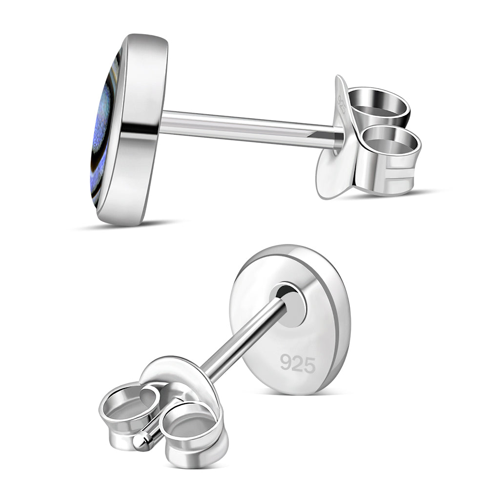 Abalone Shell Oval Sterling Silver Stud Earrings