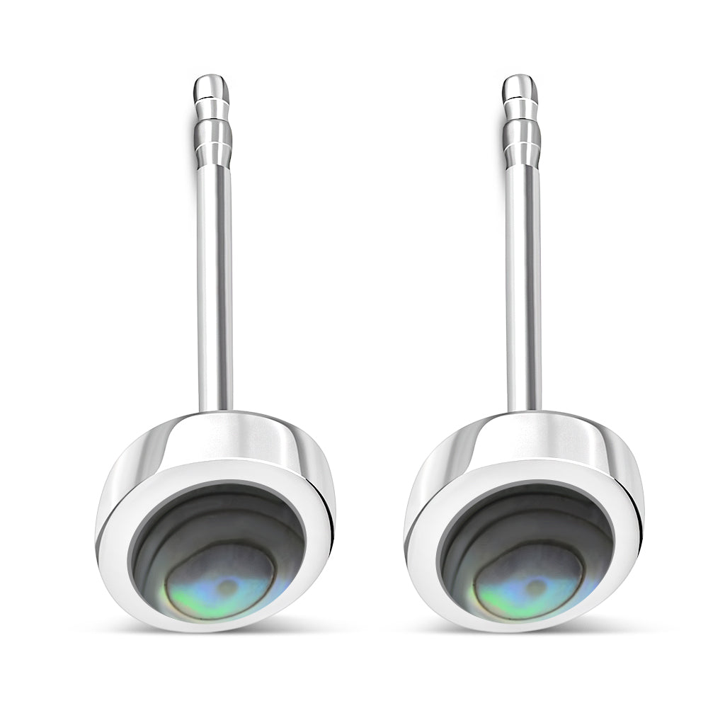 Abalone Shell Oval Sterling Silver Stud Earrings