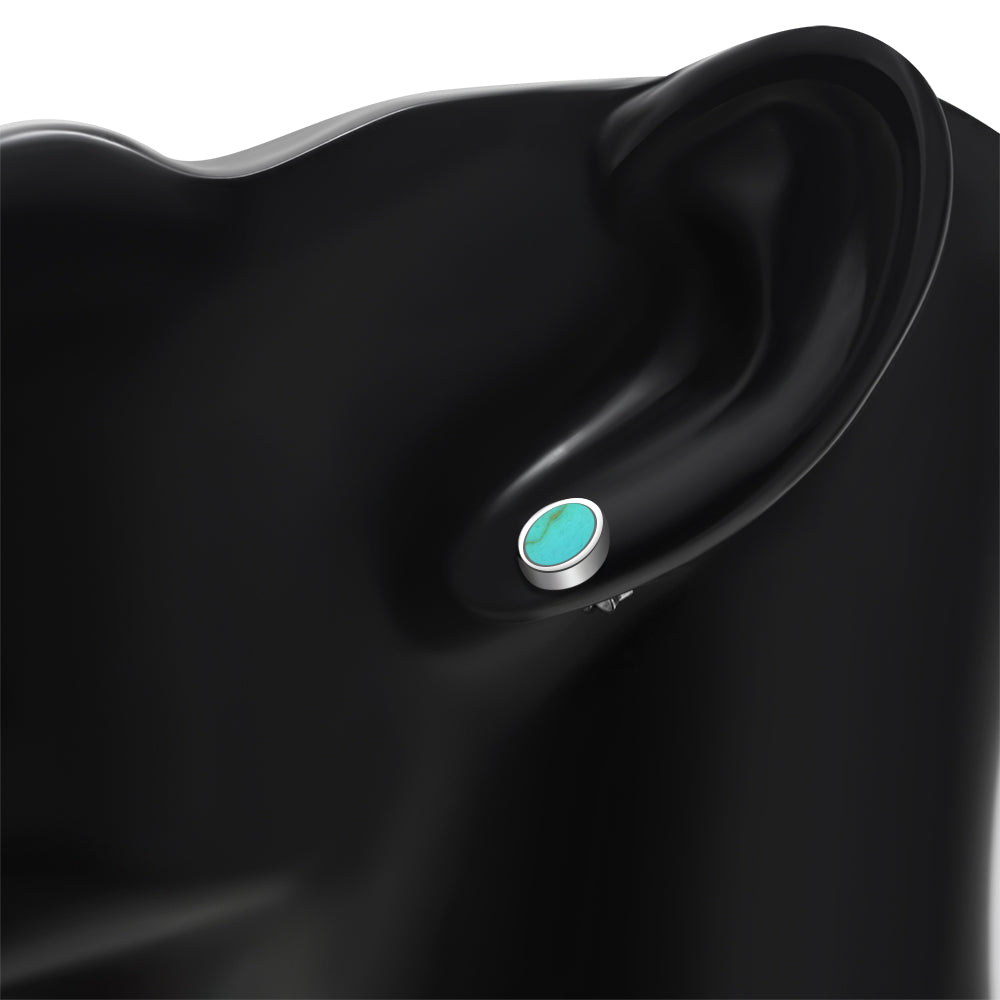Turquoise Oval Sterling Silver Stud Earrings