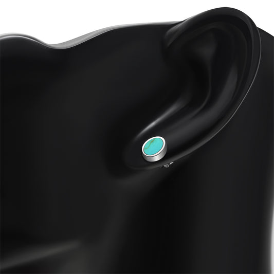 Turquoise Oval Sterling Silver Stud Earrings