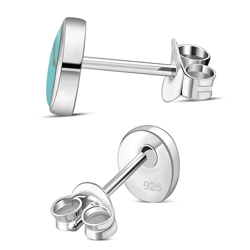 Turquoise Oval Sterling Silver Stud Earrings