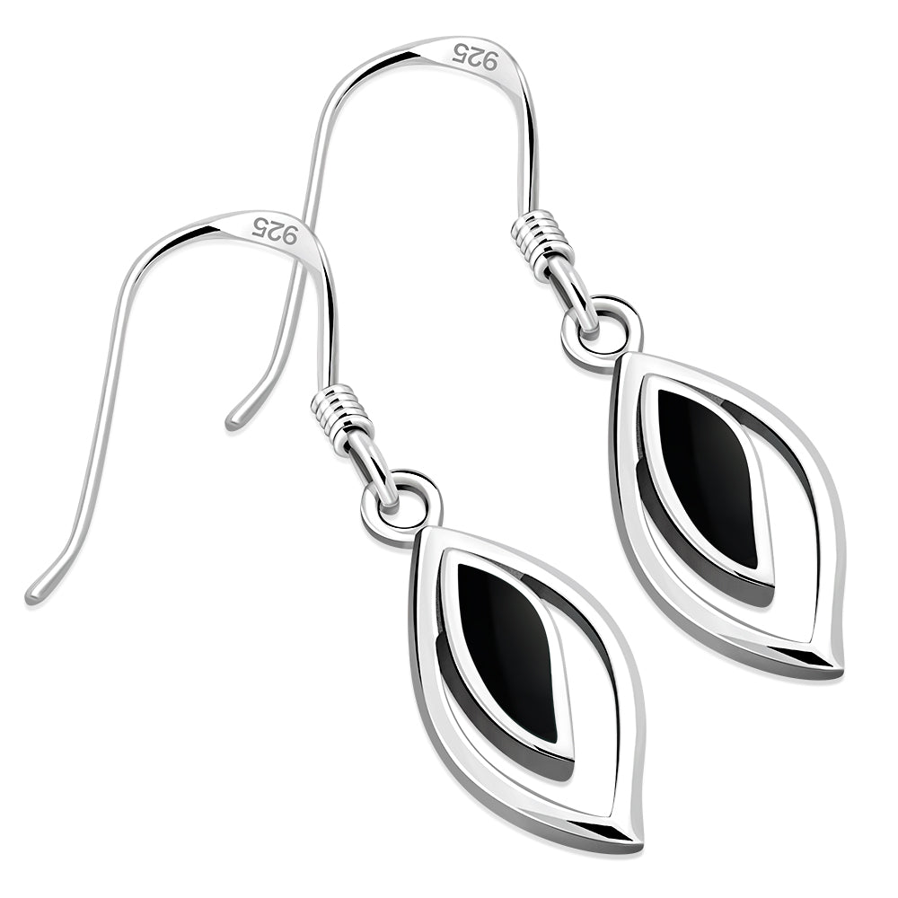 Black Onyx Drop Silver Earrings