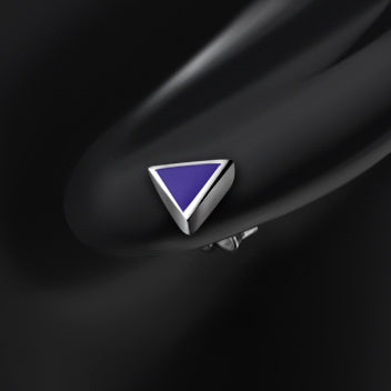 Lapis Lazuli Blue Stone Triangle Silver Stud Earrings