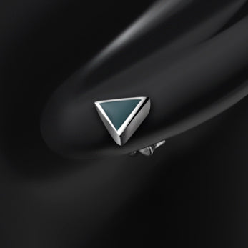 Green Malachite Triangle Silver Stud Earrings