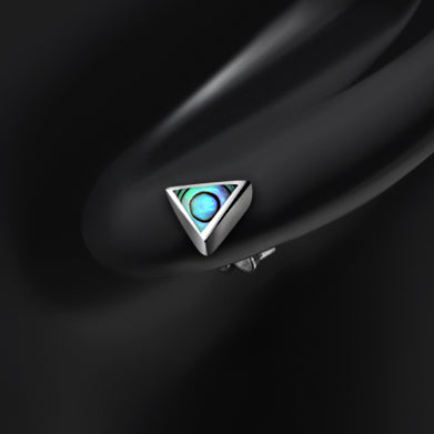 Abalone Shell Triangle Silver Stud Earrings