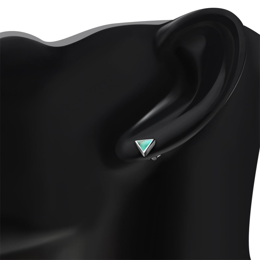 7.00mm | Turquoise Triangle Silver Stud Earrings