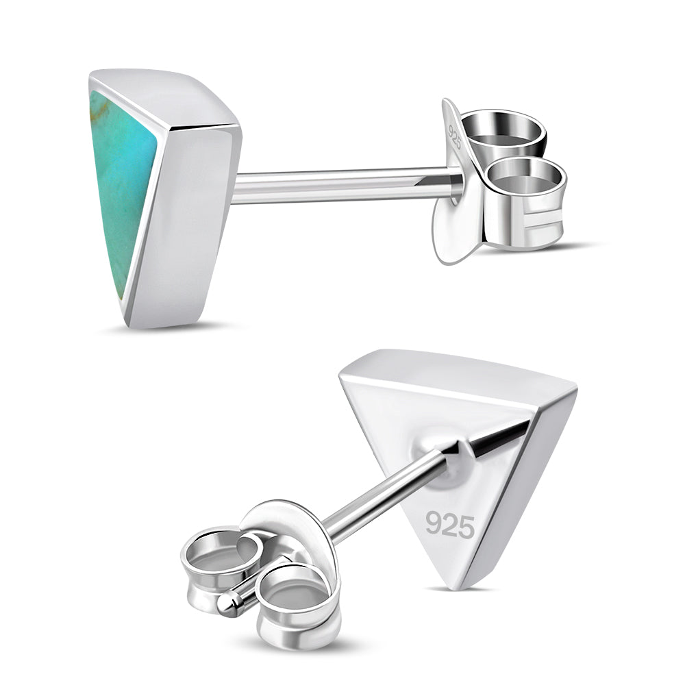 7.00mm | Turquoise Triangle Silver Stud Earrings