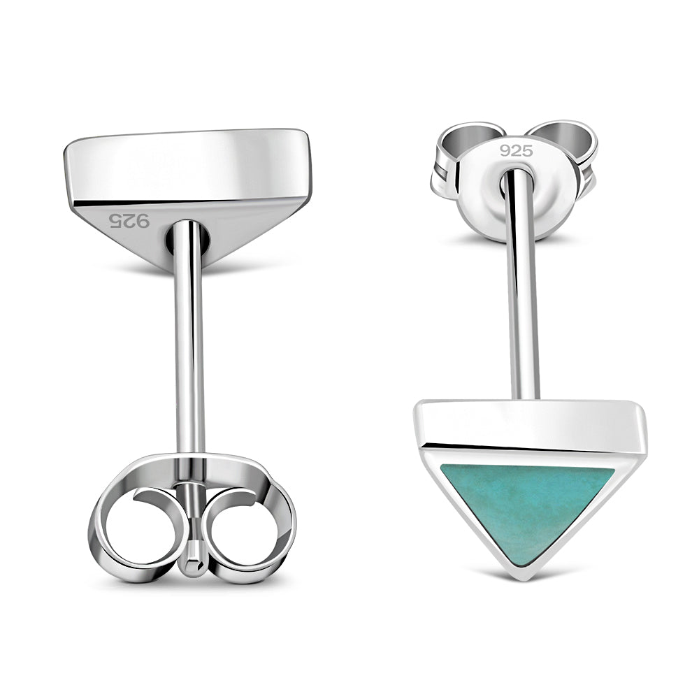 7.00mm | Turquoise Triangle Silver Stud Earrings