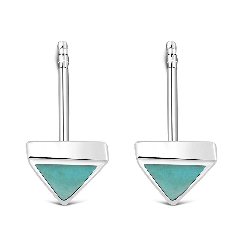 7.00mm | Turquoise Triangle Silver Stud Earrings