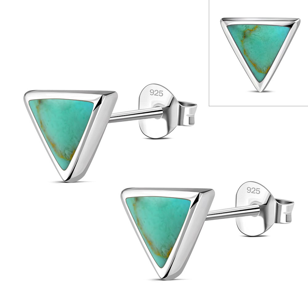 7.00mm | Turquoise Triangle Silver Stud Earrings