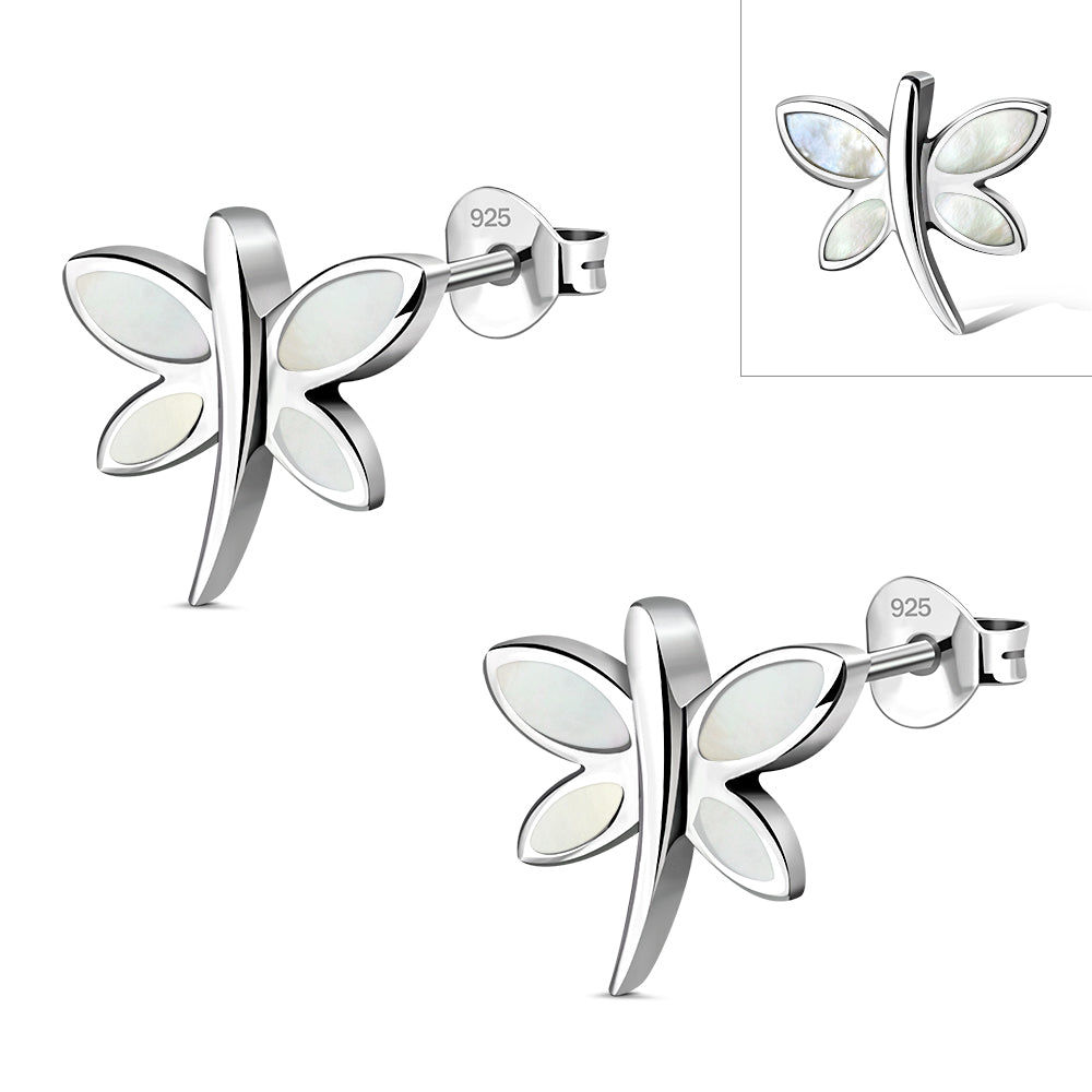 Butterfly Stud Mother of Pearl Sterling Silver Earrings