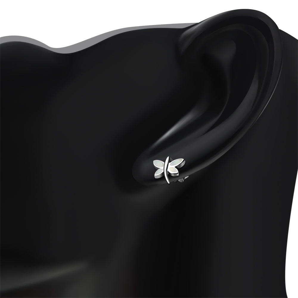 Butterfly Stud Mother of Pearl Sterling Silver Earrings