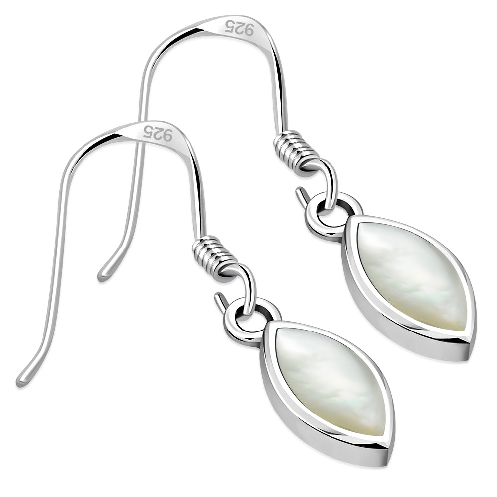 Mother of Pearl Oval Silver Earrings