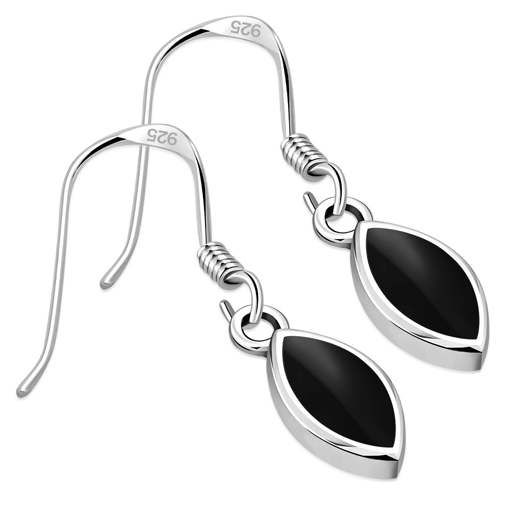 Black Onyx Oval Sterling Silver Earrings