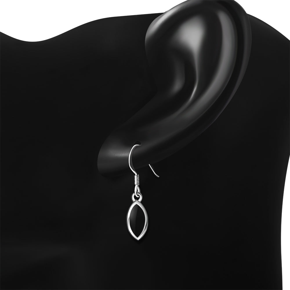 Black Onyx Oval Sterling Silver Earrings