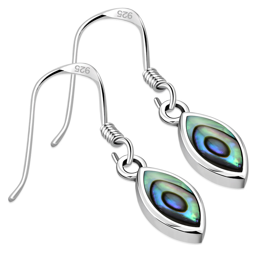 Abalone Shell Oval Sterling Silver Earrings
