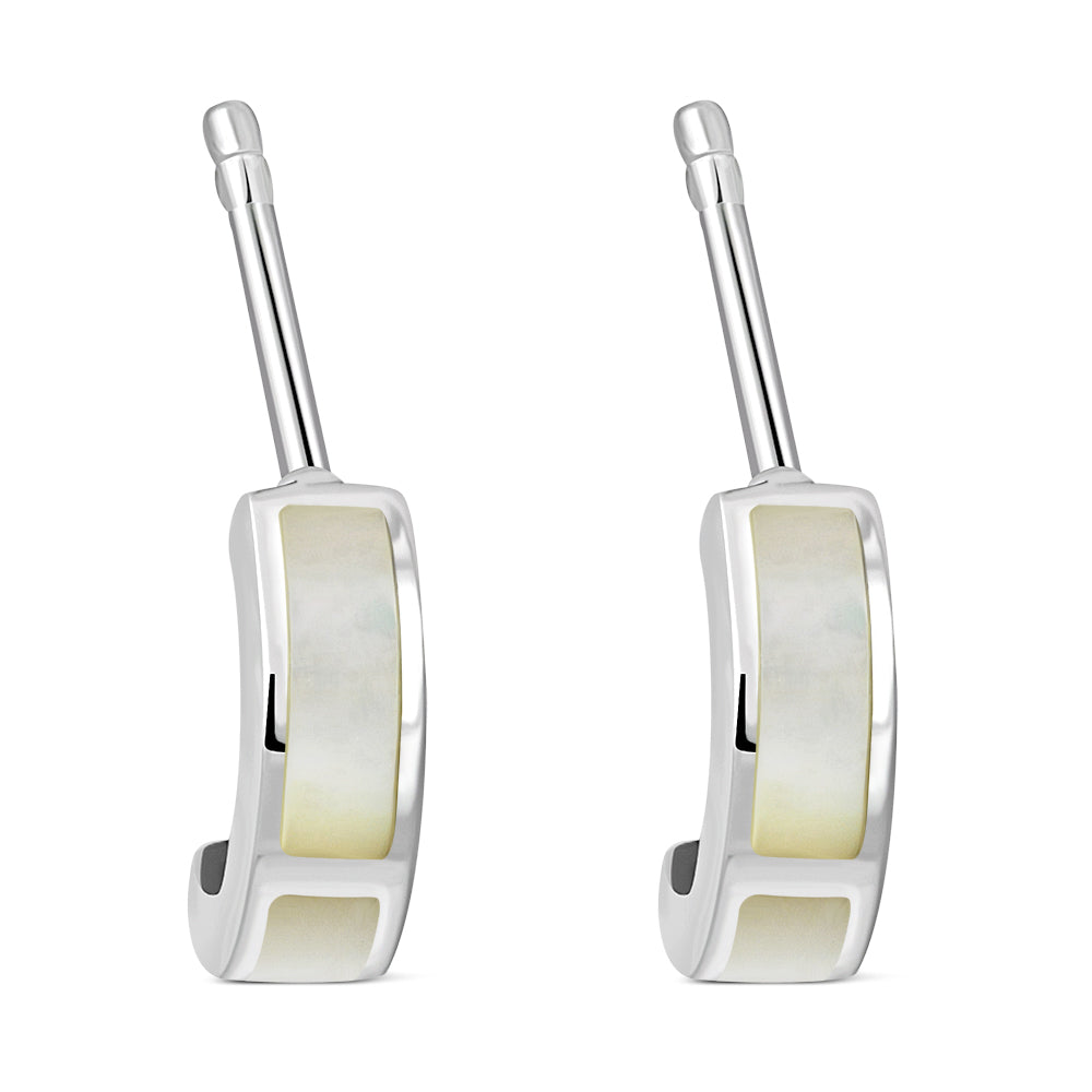 Mother of Pearl Stud Silver Earrings