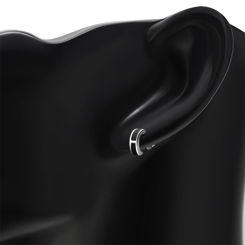 Black Onyx Stud Silver Earrings