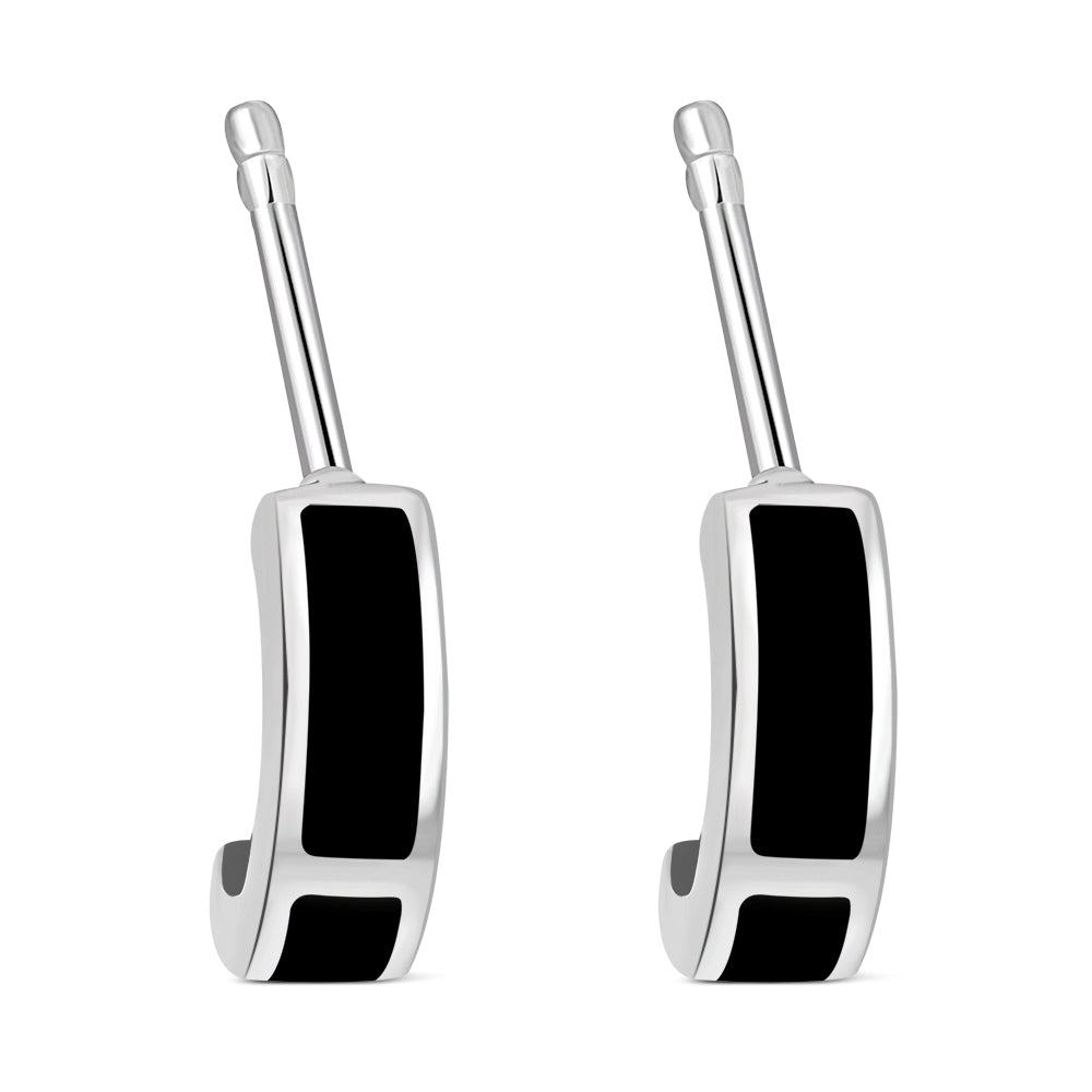 Black Onyx Stud Silver Earrings