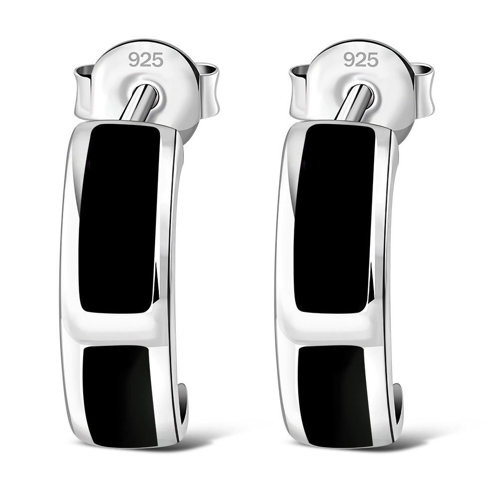 Black Onyx Stud Silver Earrings