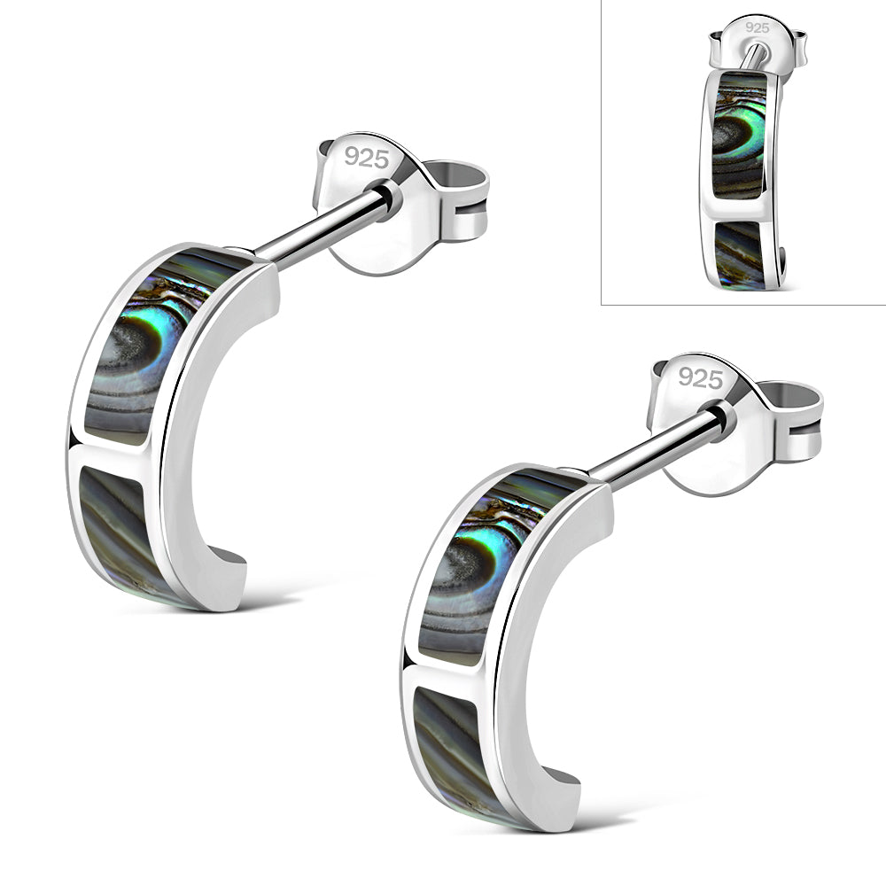 Abalone Shell Stud Silver Earrings