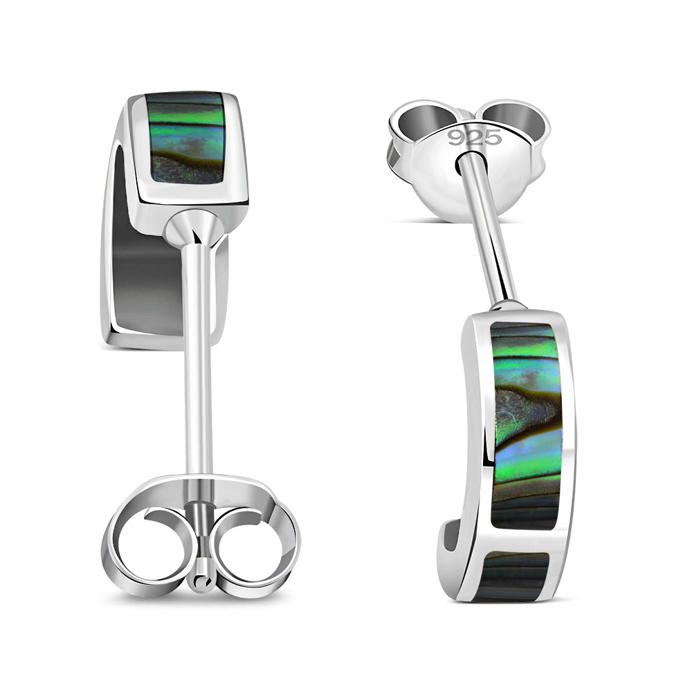 Abalone Shell Stud Silver Earrings