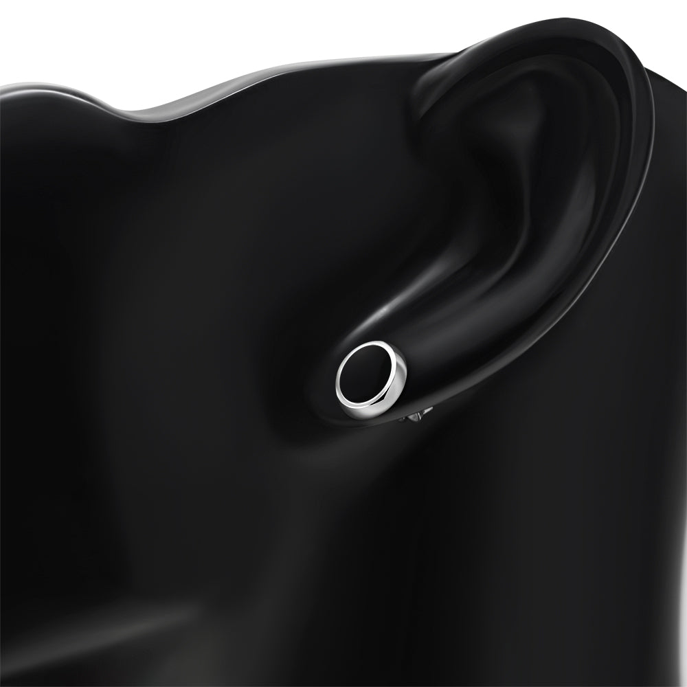 Black Onyx Oval Stud Silver Earrings