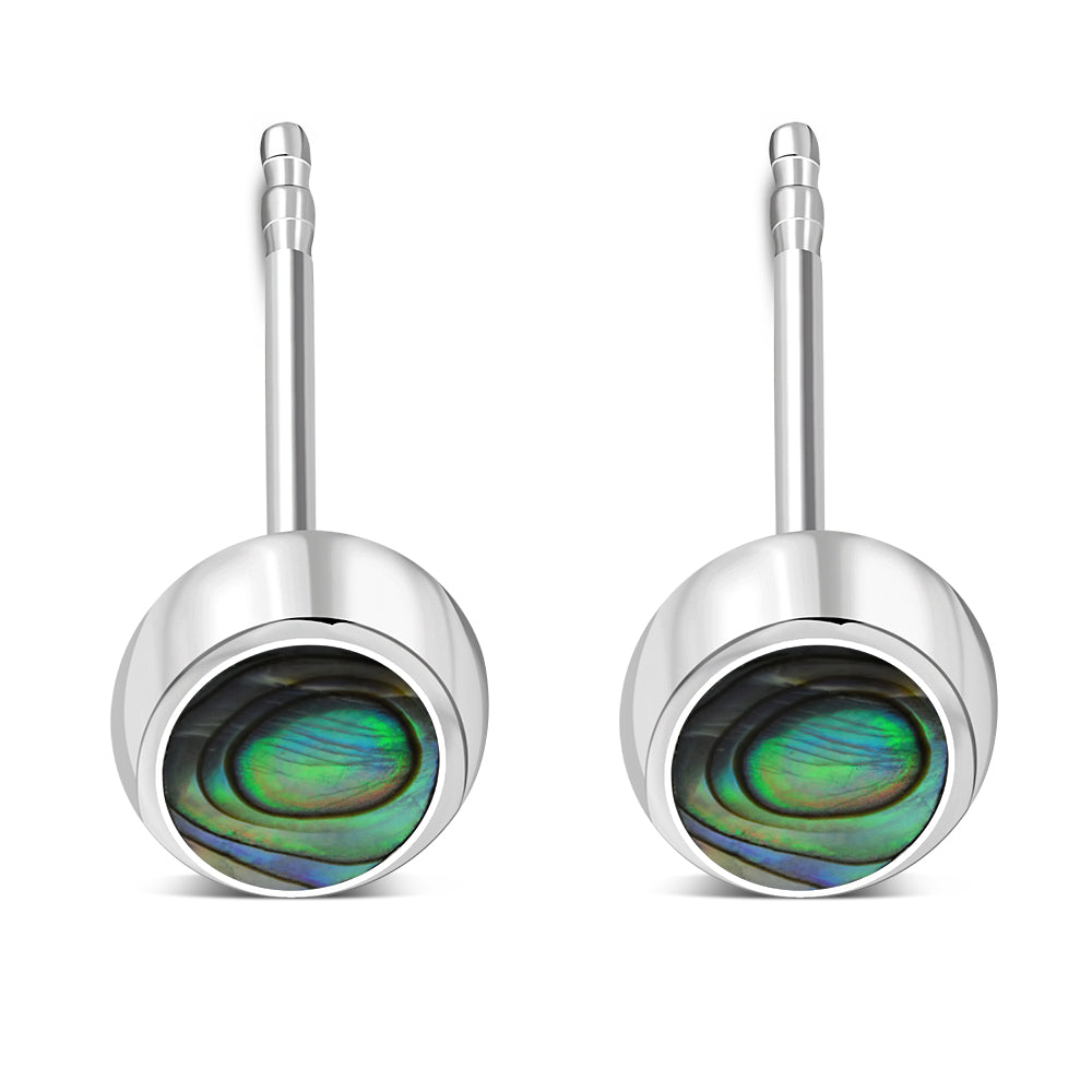 Abalone Shell Oval Stud Silver Earrings