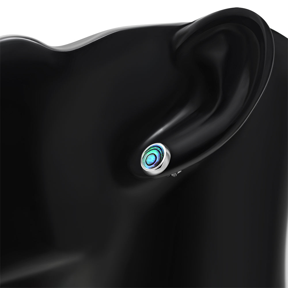 Abalone Shell Oval Stud Silver Earrings