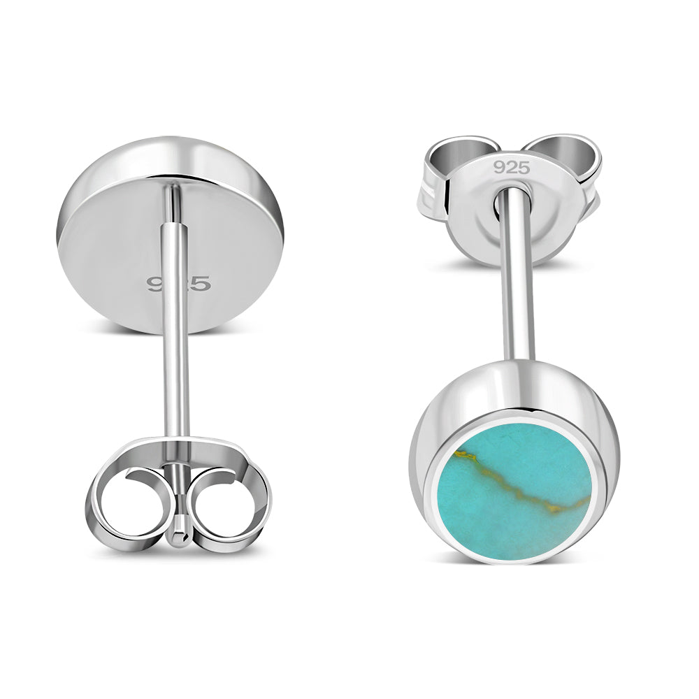 Turquoise Oval Stud Sterling Silver Earrings