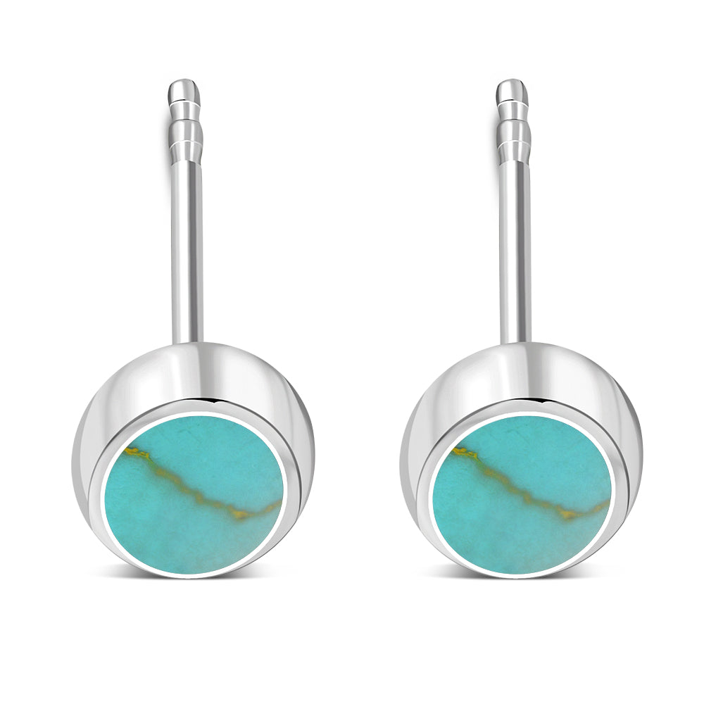 Turquoise Oval Stud Sterling Silver Earrings