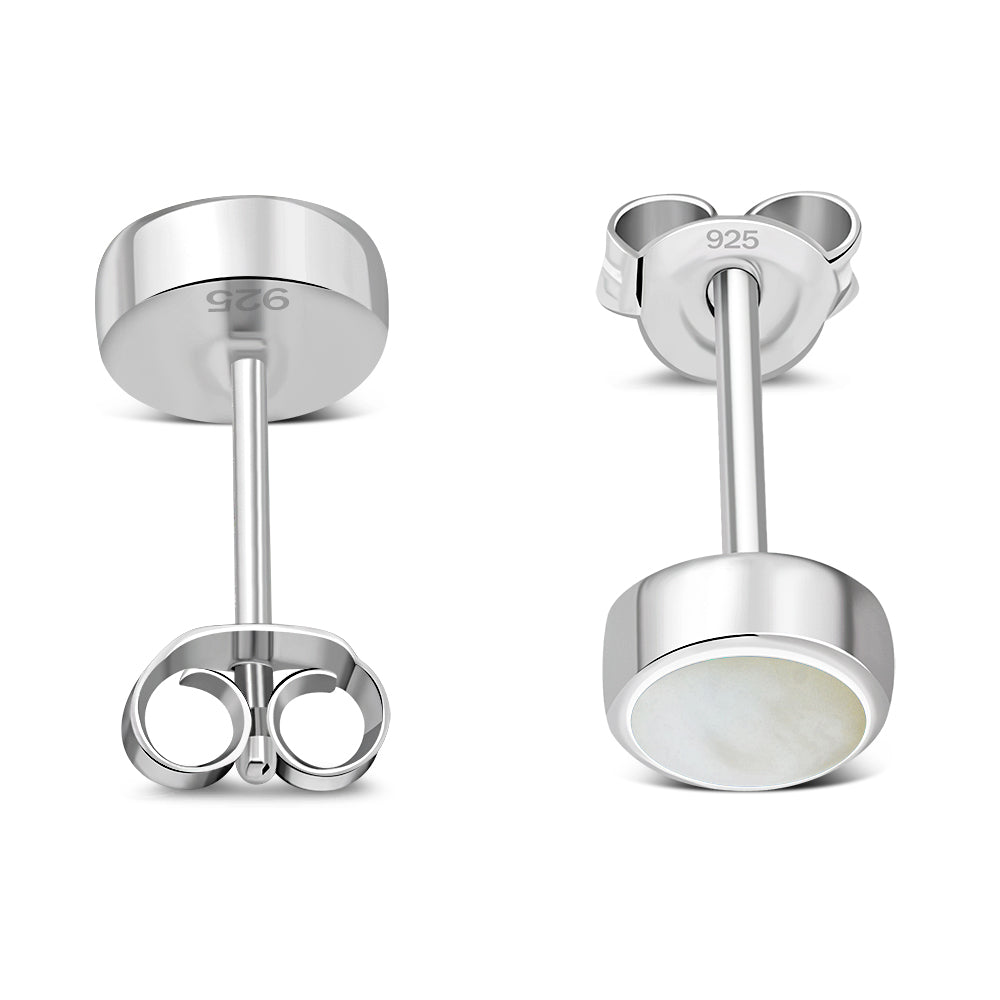 6.20mm | Mother of Pearl Sterling Silver Stud Earrings