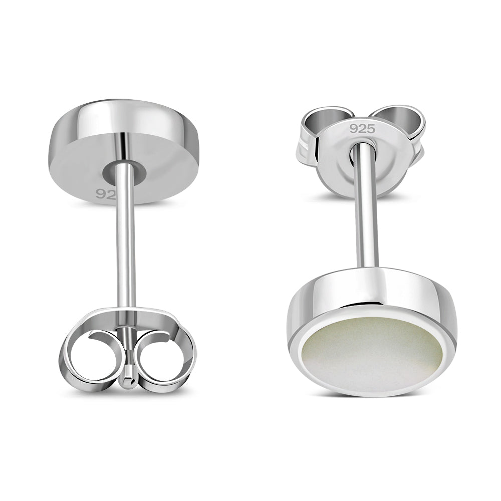 6mm | Mother of Pearl Round Sterling Silver Stud Earrings