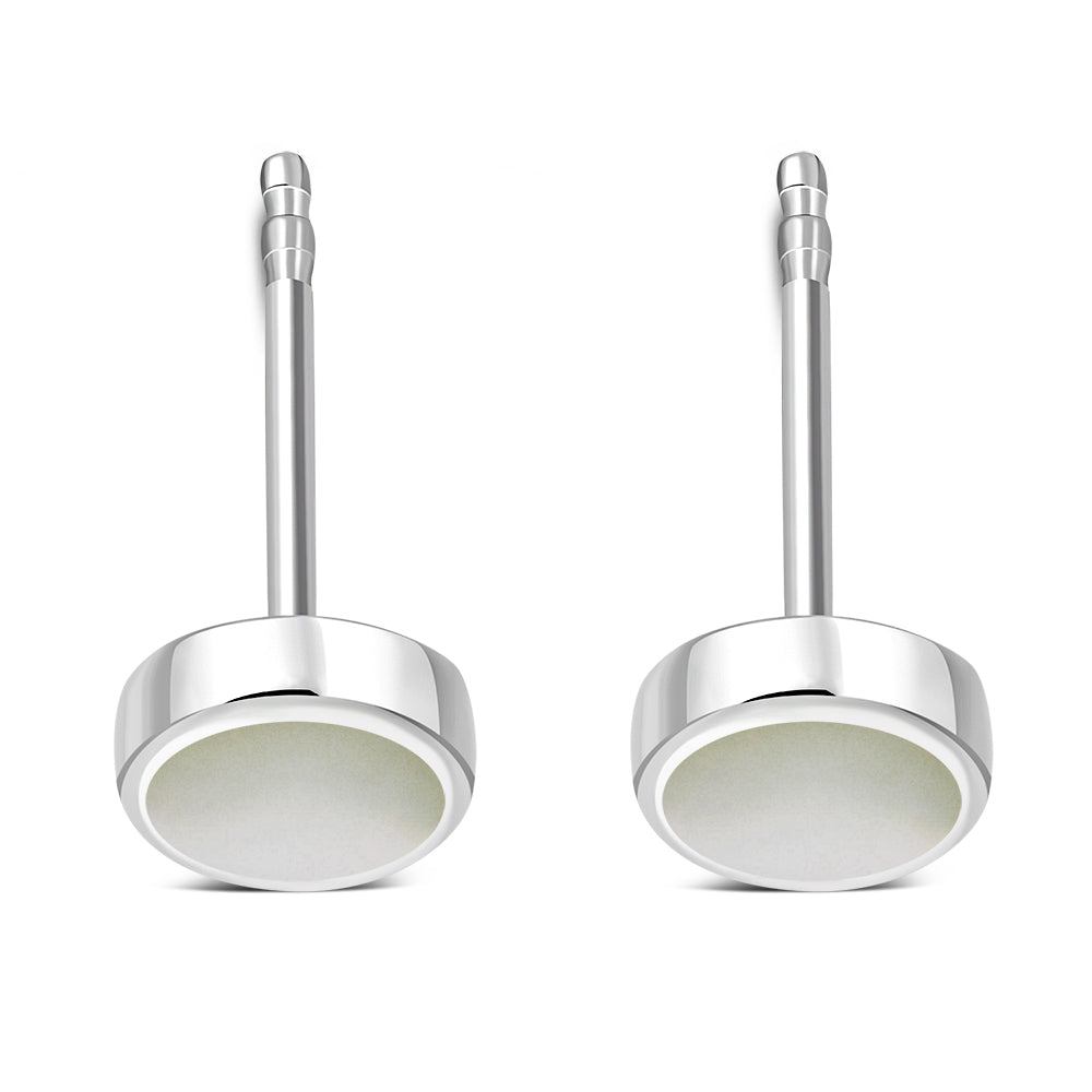 6mm | Mother of Pearl Round Sterling Silver Stud Earrings