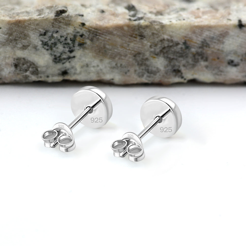 6mm | Black Onyx Round Sterling Silver Stud Earrings