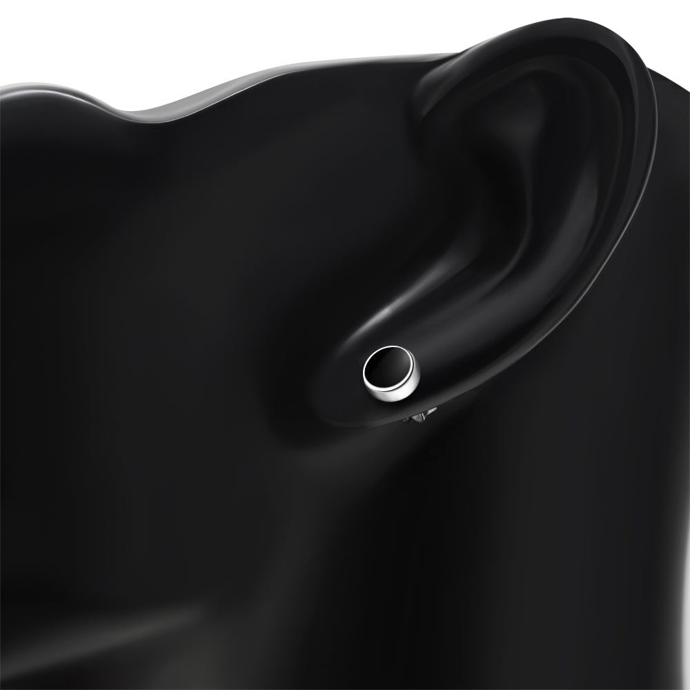 6mm | Black Onyx Round Sterling Silver Stud Earrings