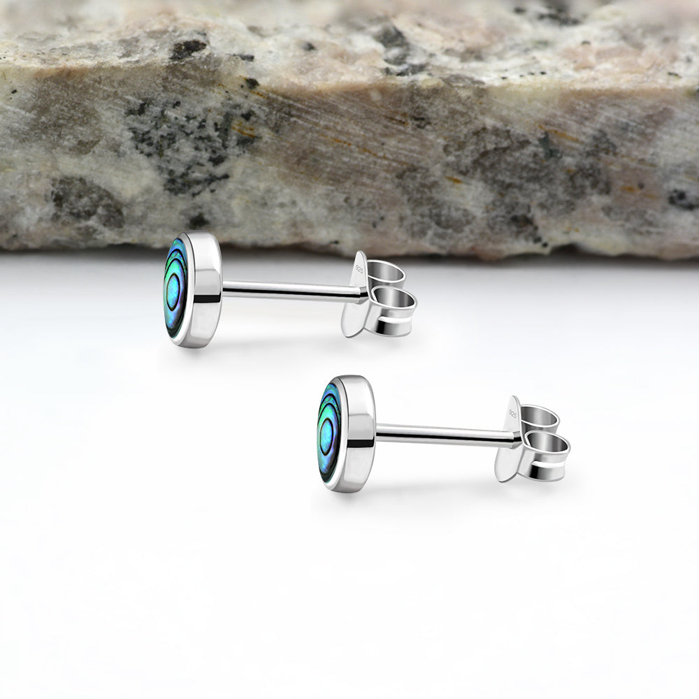 6mm | Abalone Shell Round Sterling Silver Stud Earrings