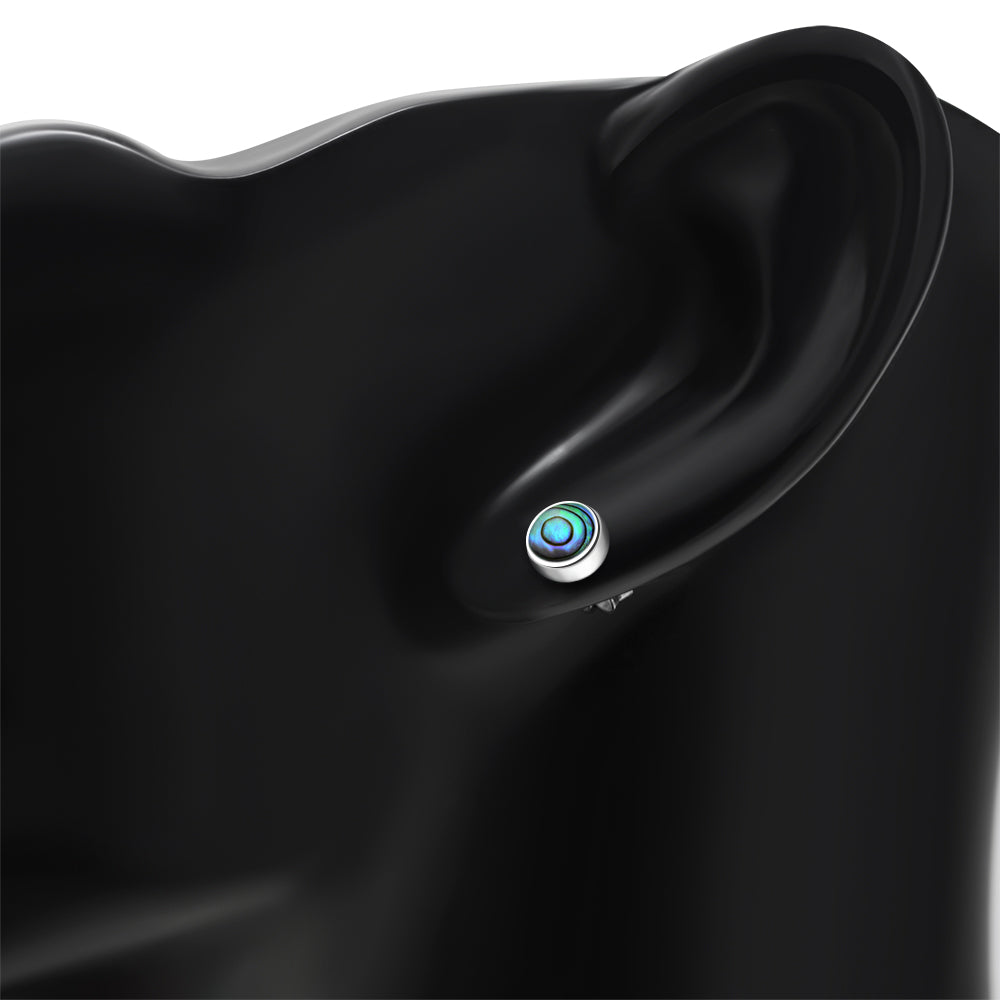 6mm | Abalone Shell Round Sterling Silver Stud Earrings