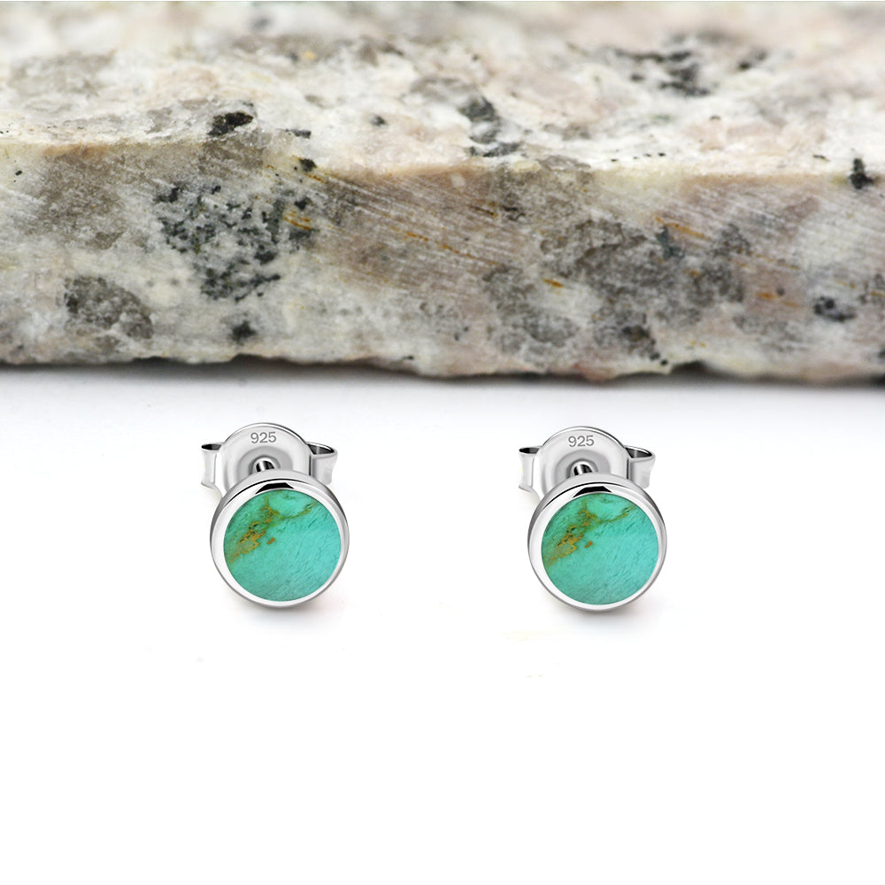 6mm | Turquoise Round Sterling Silver Stud Earrings