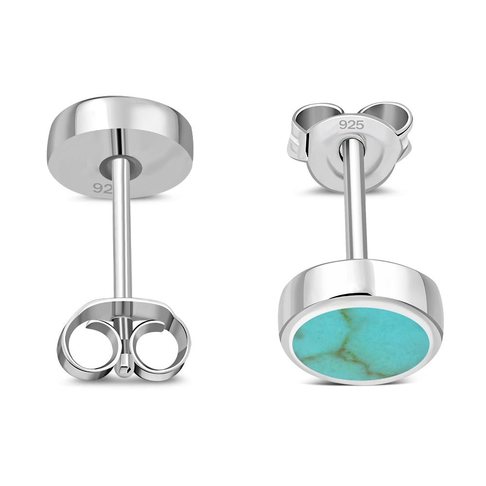 6mm | Turquoise Round Sterling Silver Stud Earrings