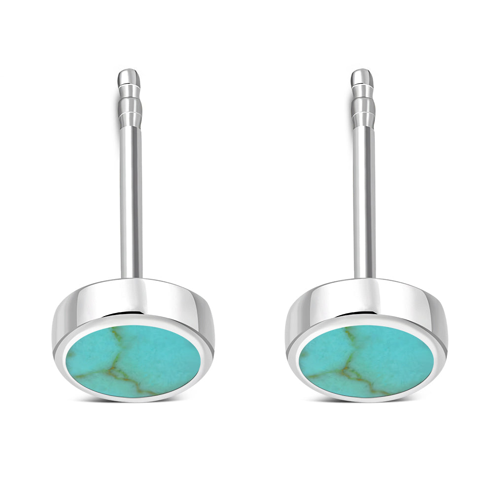 6mm | Turquoise Round Sterling Silver Stud Earrings