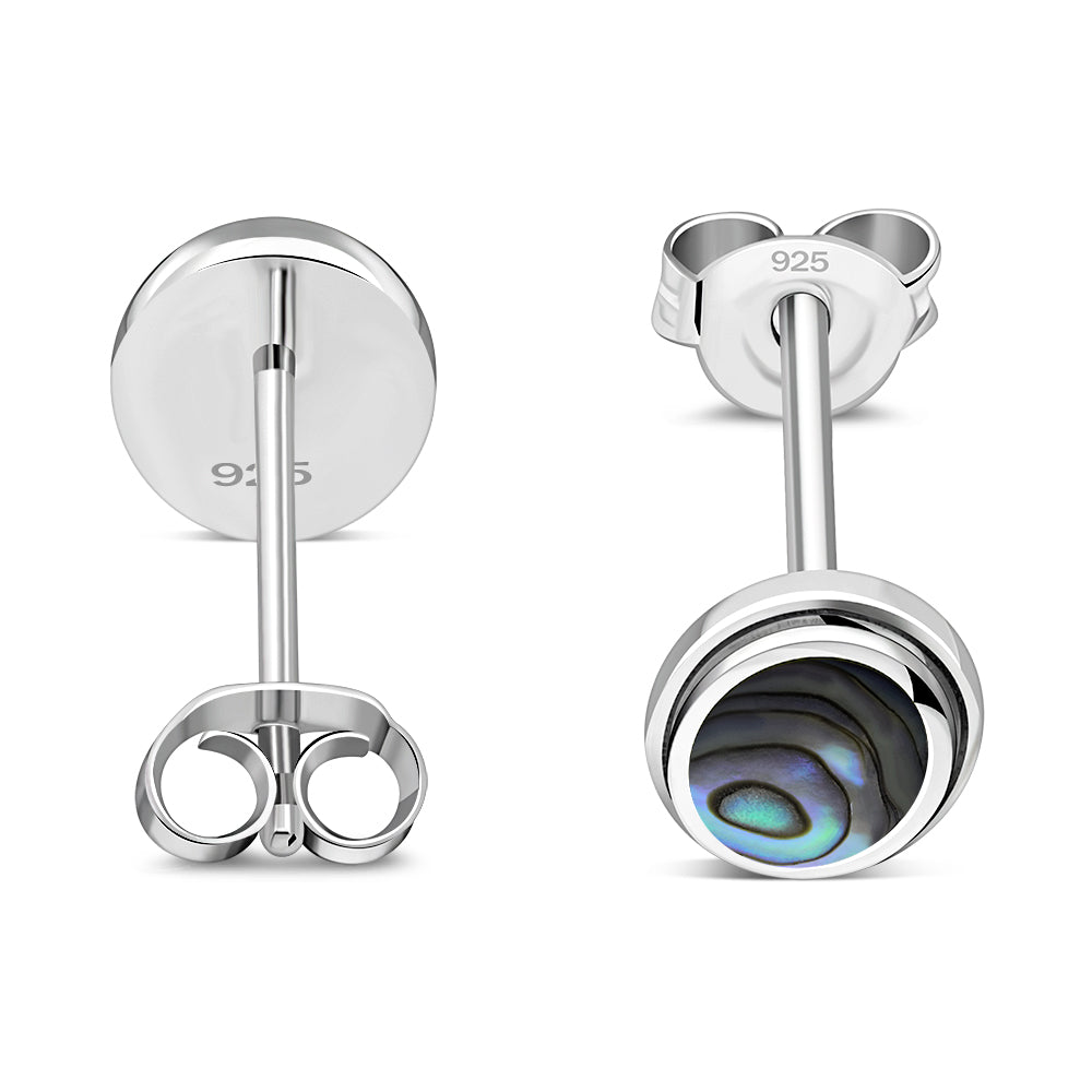 Abalone Shell Oval Stud Silver Earrings
