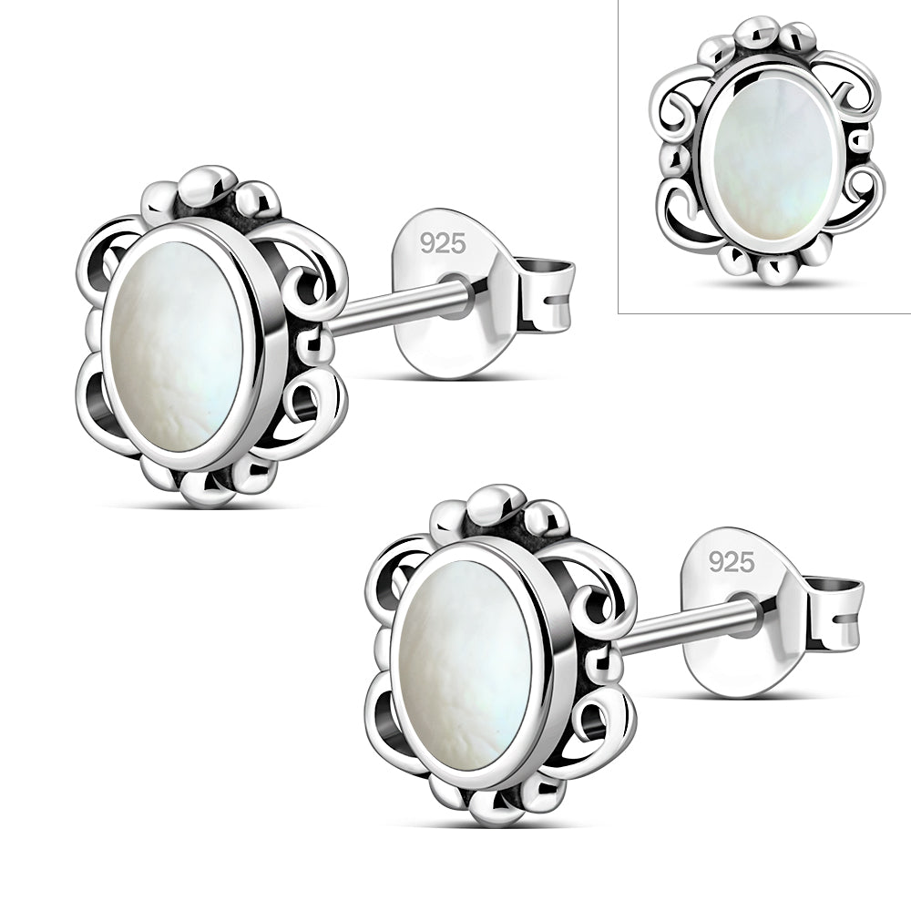 Mother of Pearl Sterling Silver Stud Earrings