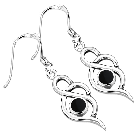 Black Onyx Silver Earrings