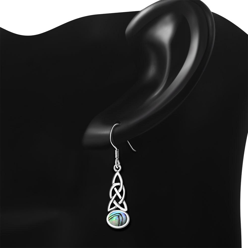 Abalone Shell Celtic Knot Silver Earrings